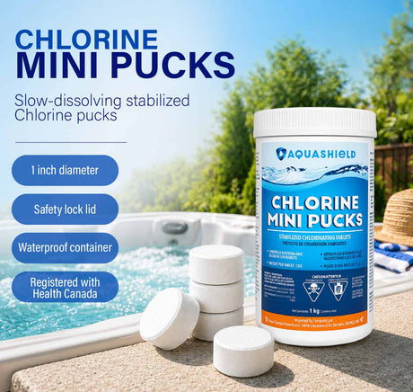 Mini Pucks Chlorine Tablets for Small Pools and Spa Floats