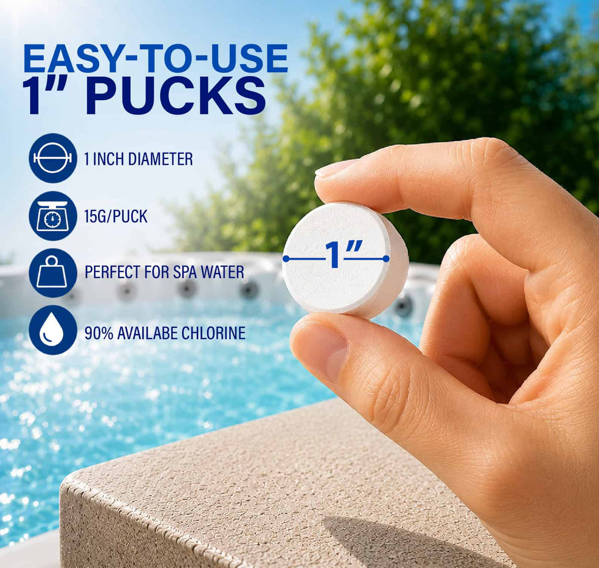 Mini Pucks Chlorine Tablets for Small Pools and Spa Floats