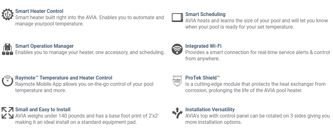 Raypak Avia Pool and Spa Heater | 404A Natural Gas Low NOx w/ NiTek Heat Exchanger