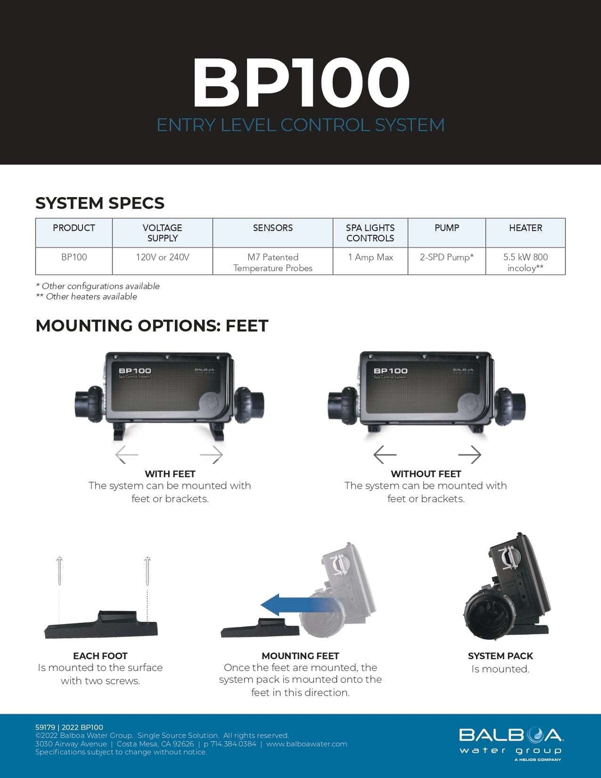 Balboa Retrofit Kit BP100G2 with TP200T