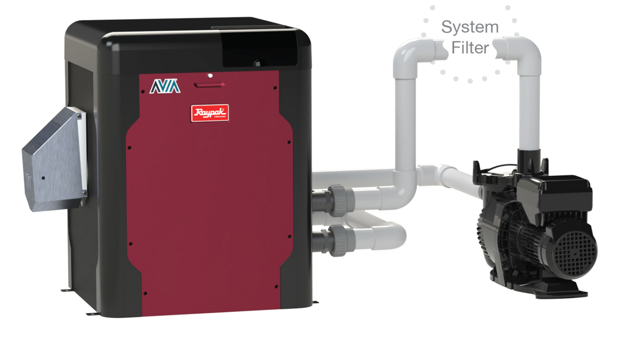 Raypak Avia Pool and Spa Heater | 404A Natural Gas Low NOx w/ NiTek Heat Exchanger