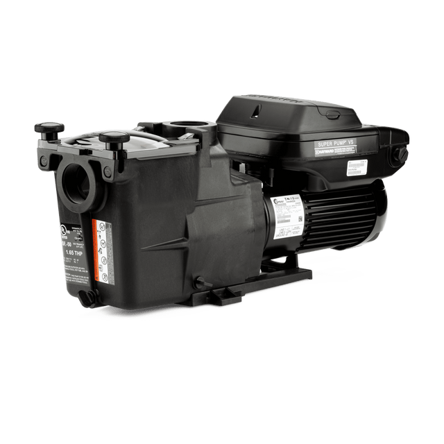 Hayward Super Pump variable speed pool pump 1.65HP showing the front and side view, with control panel and pump housing.
