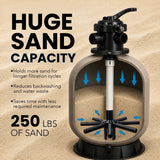 K&J Leisure Aqua Coastal UltraClear Pro 22-inch sand filter with slide valve for pool filtration system.