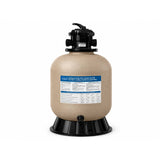 K&J Leisure Aqua Coastal UltraClear Pro 19-inch sand filter for pool filtration, shown with slide mechanism and clear design.