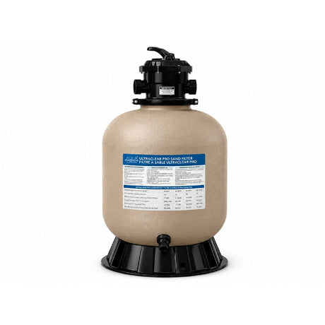 K&J Leisure Aqua Coastal UltraClear Pro 22-inch sand filter for pools with transparent top and multiport valve for filtration.