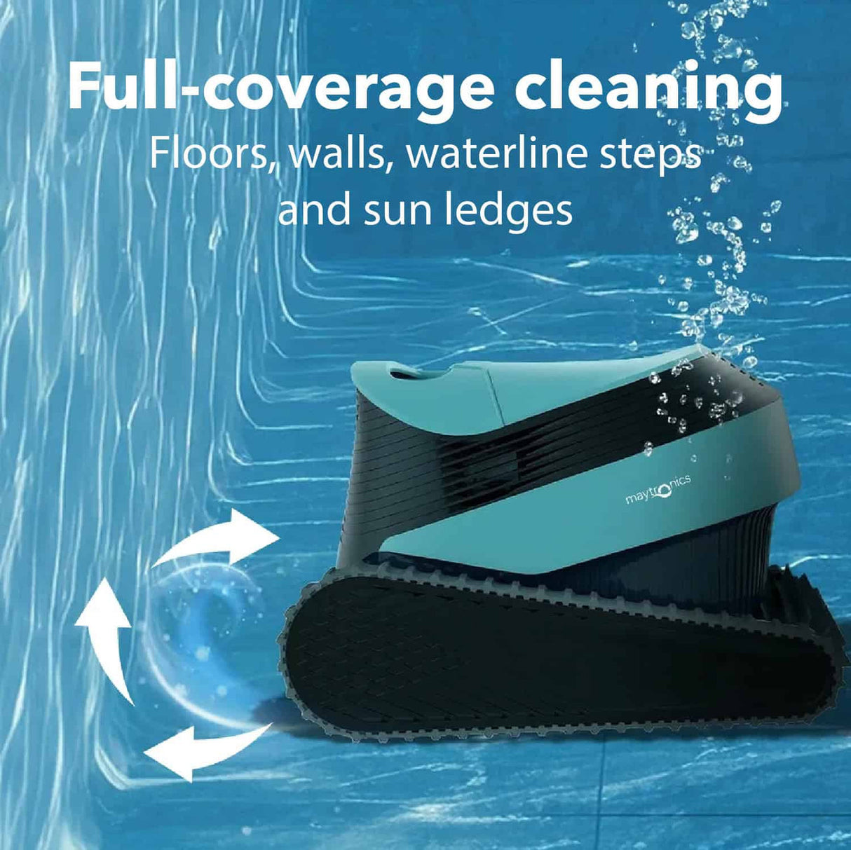 Maytronics Active 2000 cleaner for pool cleaning, showing the sleek design and cleaning head in action.