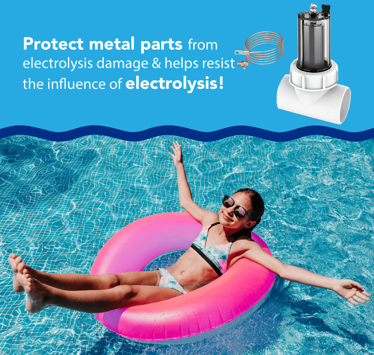 Aqua Coastal inline zinc anode for saltwater pool systems, part of plumbing components, corrosion protection for pool equipment