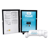 Aqua Coastal ProSalt salt chlorine generator with 40,000-gallon cell for residential pool sanitation, installed outdoors.