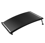 Aqua Coastal AquaCurve PRO solar pool heater panel installed on above-ground pool, capturing sunlight for efficient heating.