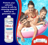 Aqua Coastal Cell-X Specialty Pool Chemical 1L for salt cell cleaning, in a clear plastic bottle with a label.
