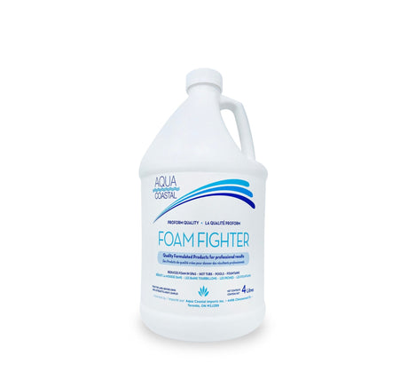 Aqua Coastal Foam Fighter Spa and Pool Defoamer bottle, designed to quickly control foam in spas and pools.