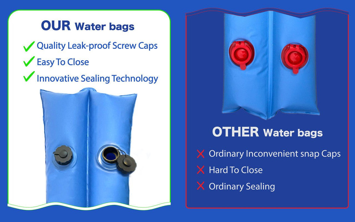 Aqua Coastal heavy-duty water bag, 8-foot double chamber with twist cap, durable water storage container.