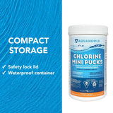 Aqua Coastal mini chlorine pucks for small pools and spa floats, showing small, compact pool chemical tablets.