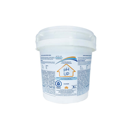 Aqua Coastal pH Up pool chemical bottle for raising pool and spa water pH levels quickly and effectively.