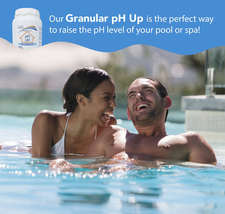 Aqua Coastal pH Up pool chemical bottle used for raising pool and spa water pH levels quickly.