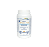 Aqua Coastal Refresh Pool & Spa Shock bottle, a pool chemical for fast weekly water recovery, with blue liquid inside a clear container.