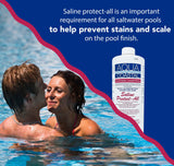 Aqua Coastal Saline Protect-All Specialty Pool Chemical 1L for saltwater pool care, showing the chemical container and label.