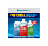 Aqua Coastal Spring Pool Opening Kit with essential tools and chemicals for complete seasonal pool startup care.