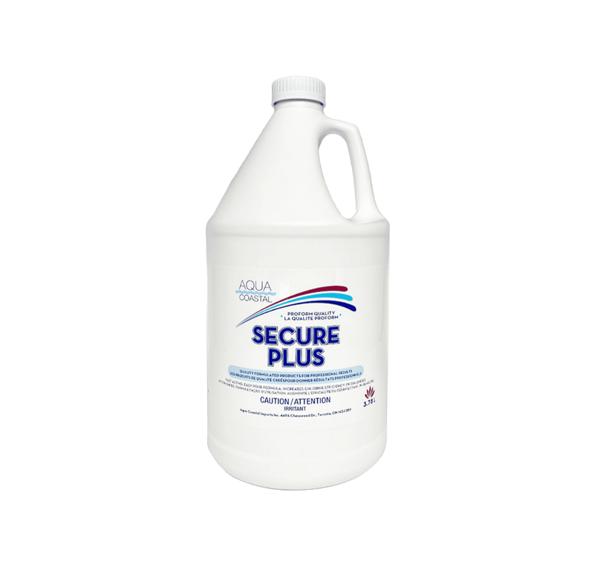 Aqua Coastal Secure Liquid Pool Stabilizer 3.78 L bottle, pool chemical for maintaining water clarity and chemical balance