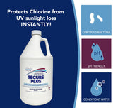 Aqua Coastal Secure Liquid Stabilizer 3.78 L (1 Gal) pool chemical bottle for maintaining water clarity and chemical balance