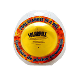 Aqua Coastal Solar Pill Pool Blanket in a pill shape, made of clear flexible material for pool heating and coverage.