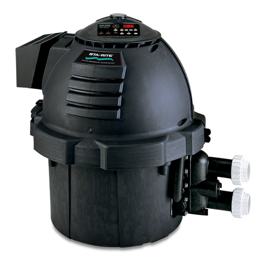 Pentair Sta-Rite Max-E-Therm natural gas pool heater with 333,000 BTU, featuring a compact, high-performance design.