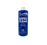 Aqua Coastal Super Clear Pool 1L pool clarifier for fast water cleaning, showing a clear container of pool chemicals.