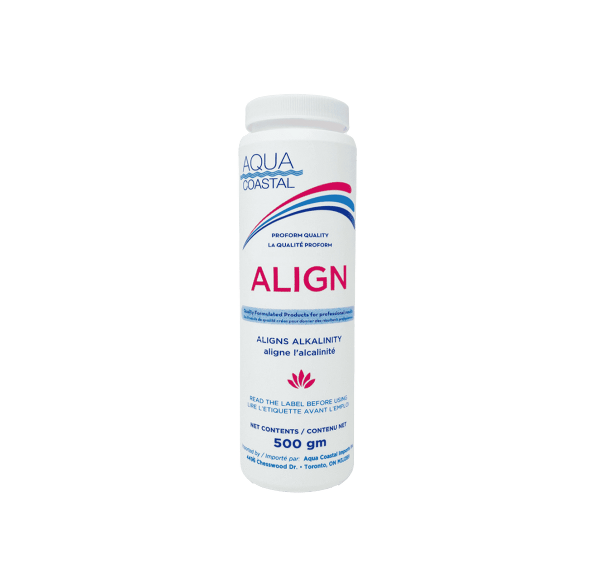 Aqua Coastal Total Alkalinity Booster for pool water balance, showing a container of pool chemicals for alkalinity control.