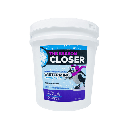 Aqua Coastal Ultimate Closing Kit for Salt Water Pools, including pool chemicals for winterizing and protecting the pool system.