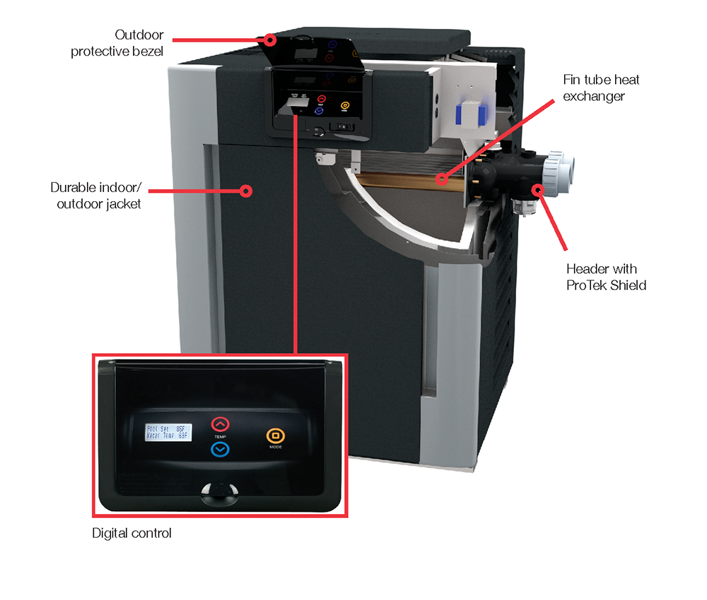 Raypak Digital Pool and Spa Heater Natural Gas 199,000 BTU