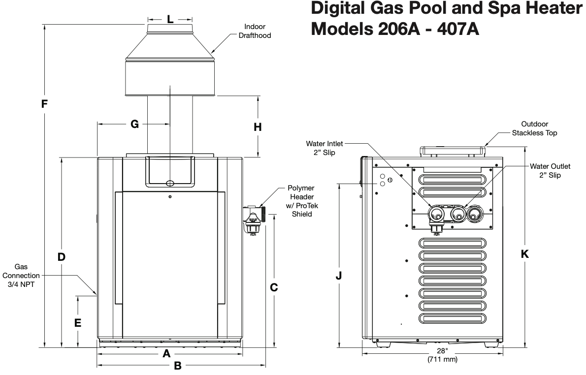 Raypak Digital Pool and Spa Heater Propane 332,000 BTU